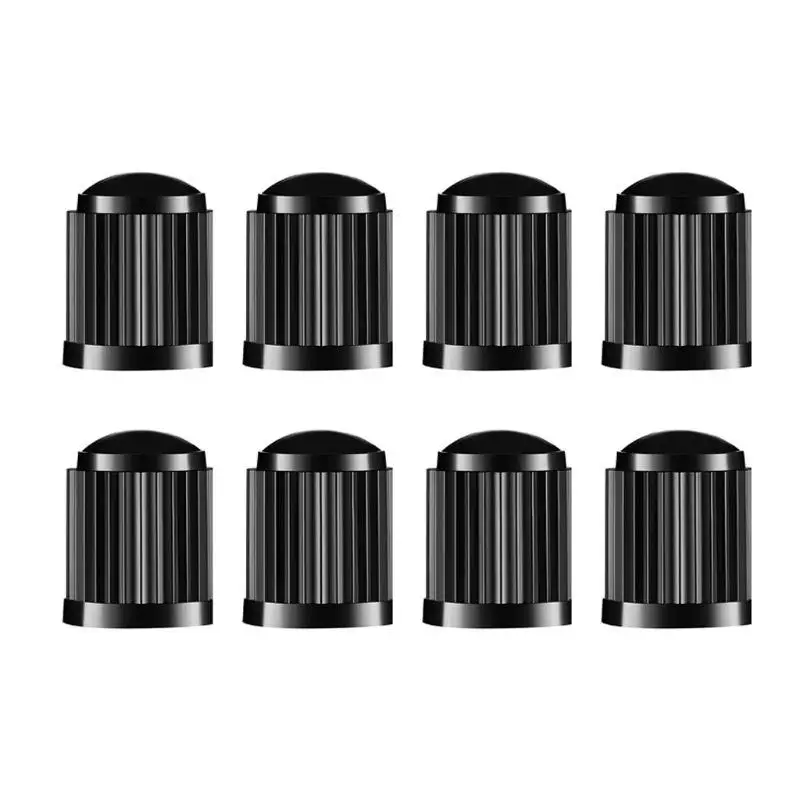 8pcs Tyre Valve Caps, Plastic Car Tire Stem Dust Covers with Seal Ring for SUV, Motorbike, Trucks, Bike, Bicycle, Black