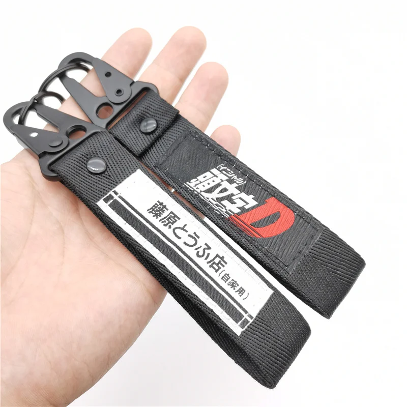 JDM Keyring Tags Initial D Fujiwara Tofu Shop Nylon Key Tags Keychain Auto Key Steel Spring Clip Lanyard Motorcycle Accessories