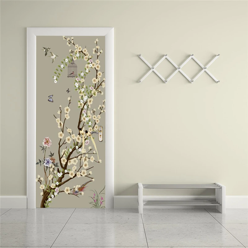 

Self-adhesive jewelry flower art door sticker home decoration door cover wall sticker mural porch wallpaper poster