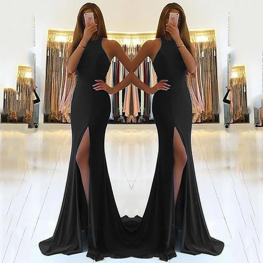 Sexy Halt Mermaid Avondjurk Hoge Split Party Jurk Elegante Maxi Jurk Vestido De Fiesta Uitsnede Formele Prom Jurk YSM-5525