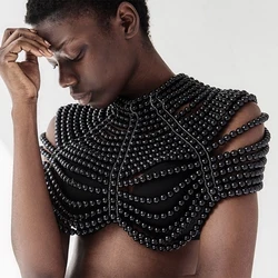 YOUR BUMP CURVE Handmade solid color beaded metal chain backless pearl top sexy ladies water club pearl sling
