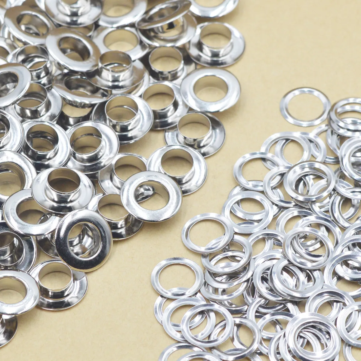 Brass Material Silver Color 4mm 5mm 6mm 8mm 10mm 12mm Flat Face Grommet Eyelet With Washer Leather Craft Bags Shoes Belt Cap