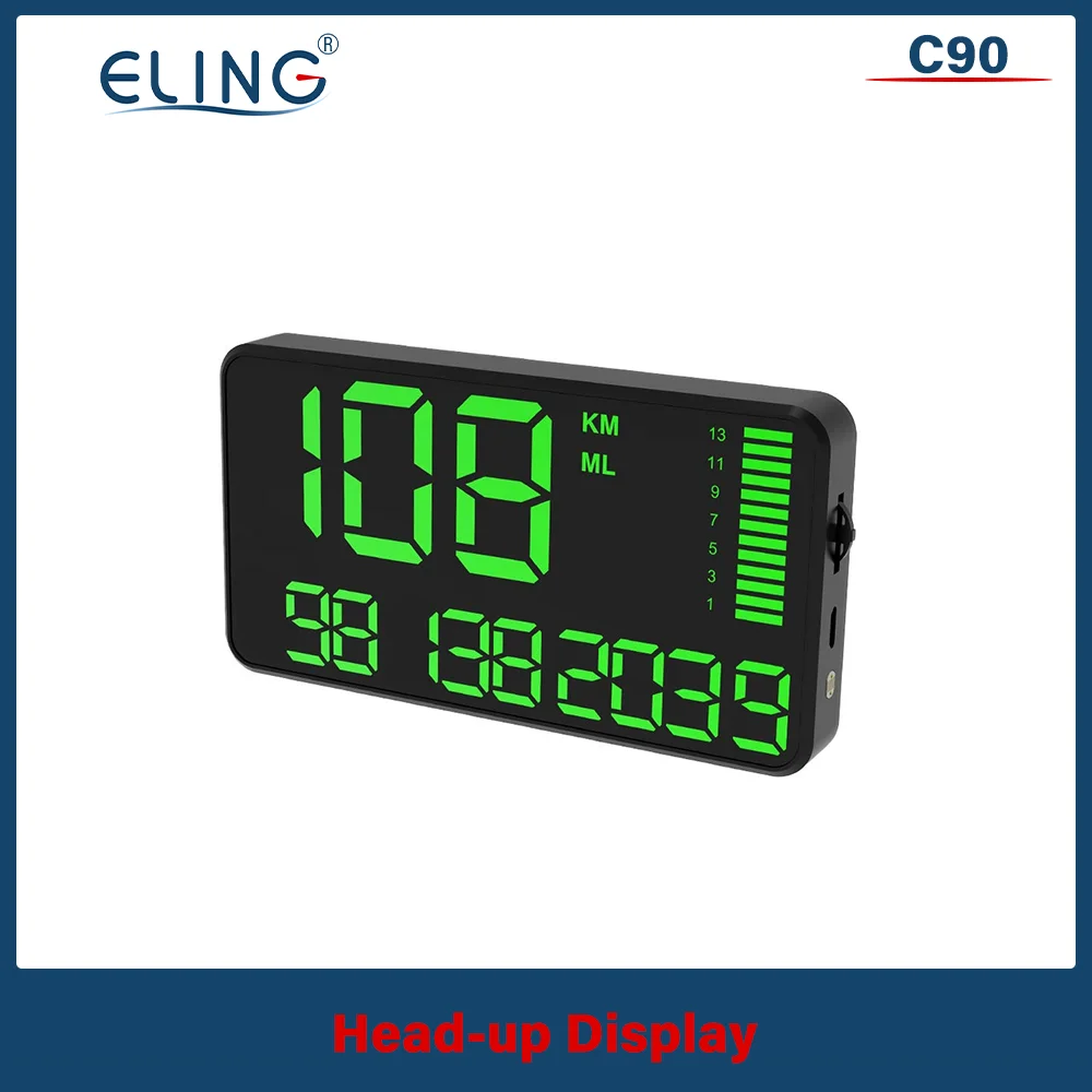 

ELING Universal GPS HUD Speedometer Odometer Car Digital Speed Display MPH Over Speed Alarm Car Clock for All Vehicles C80 C90