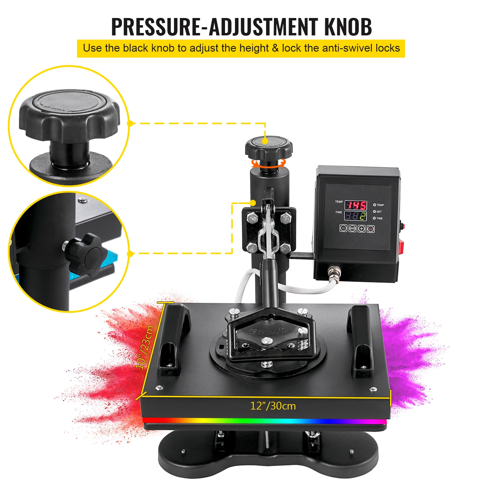 VEVOR 12x10 Inch Dual Digital Heat Press Machine 650W Swing Away 360 Degree Rotation Transfer Sublimation Printing for T-Shirt