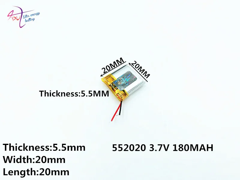 لتر الطاقة بطارية 3.7V ليثيوم بوليمر بطارية 532020 552020 MP4 MP5 180MAH لعبة آلة القيادة مسجل