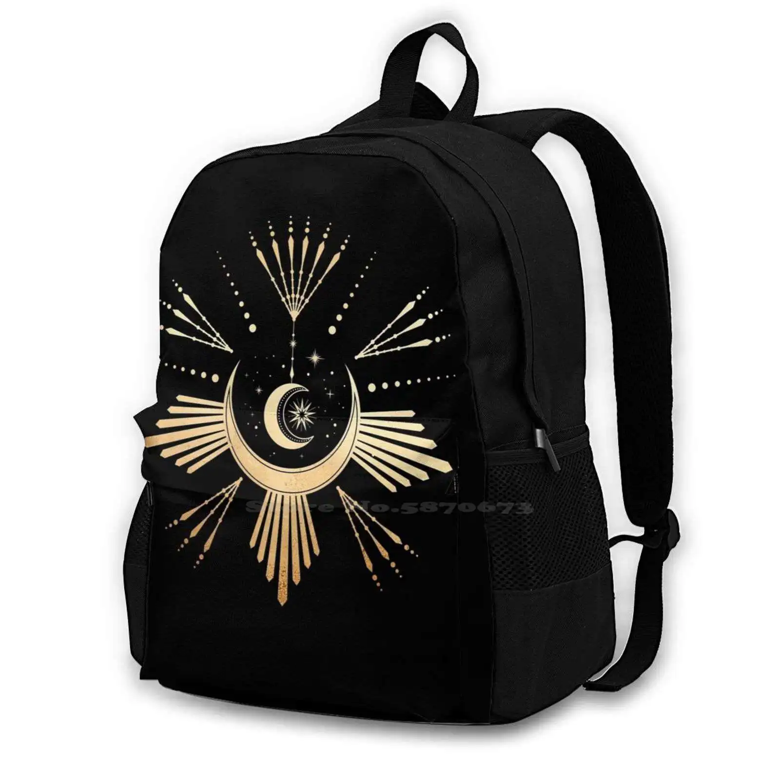 Flight Of The Moon Backpack For Student School Laptop Travel Bag Alchemy Astrology Boho Celestial Cosmic Cosmos Elegant