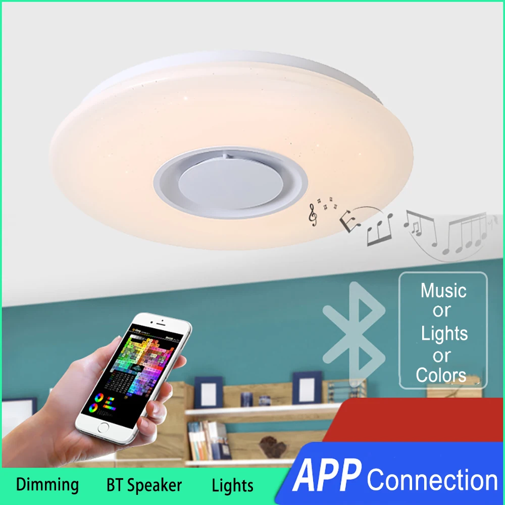 Nordic LED RGB Ceiling Light for Bedroom Ceiling light With Bluetooth Speaker Dimmable Colorful Lamp Dining Room Indoor lighting