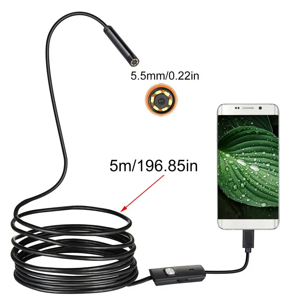 USB Endoscope Type C 0.3MP Snake Inspection Camera With 6 Adjustable LED Lights IP67 Borescope For Android Phone Windows PC