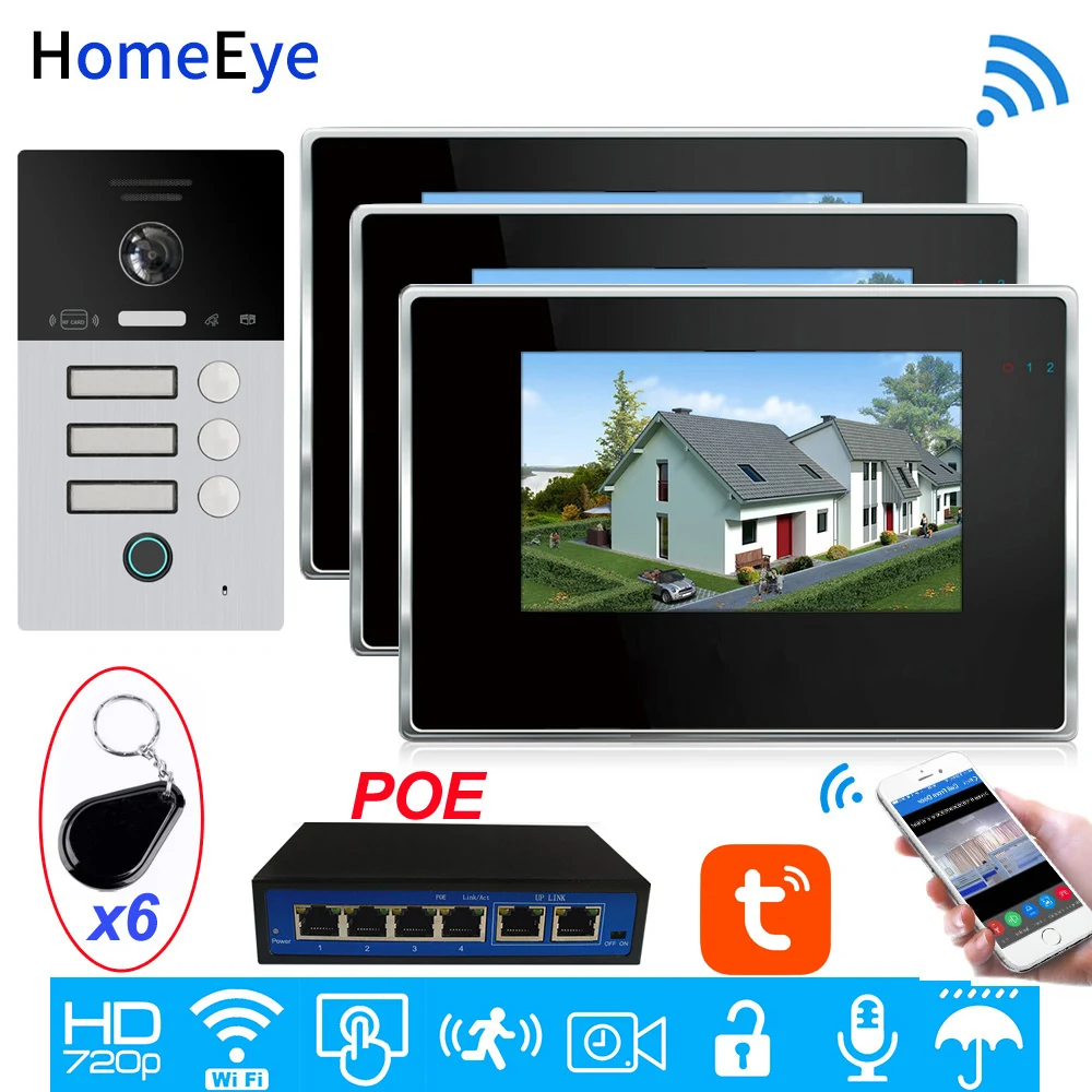 

Code Keypad+RFID Card+Fingerprint Home Access Control TuyaSmart App Remote Unlock WiFi Video Intercom System IP Video Door Phone