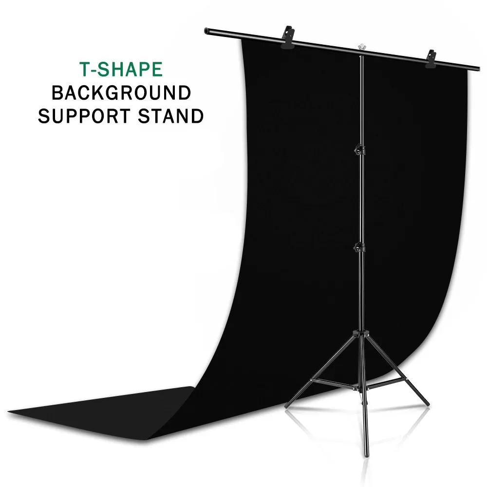 

Background Stand Black Backdrops Kit T-Shape Photography Chromakey Light-absorbing Flocking Non-reflective Screen Photos