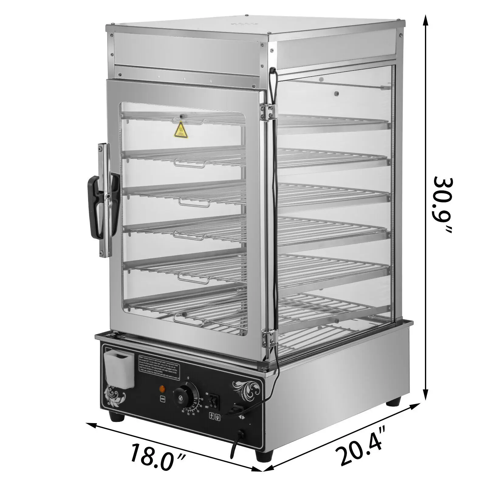 VEVOR 900W ไฟฟ้า Bun Steamer Commercial สแตนเลส5ชั้นกรอบอุณหภูมิควบคุมนึ่งขนมปังอาหารอุ่น