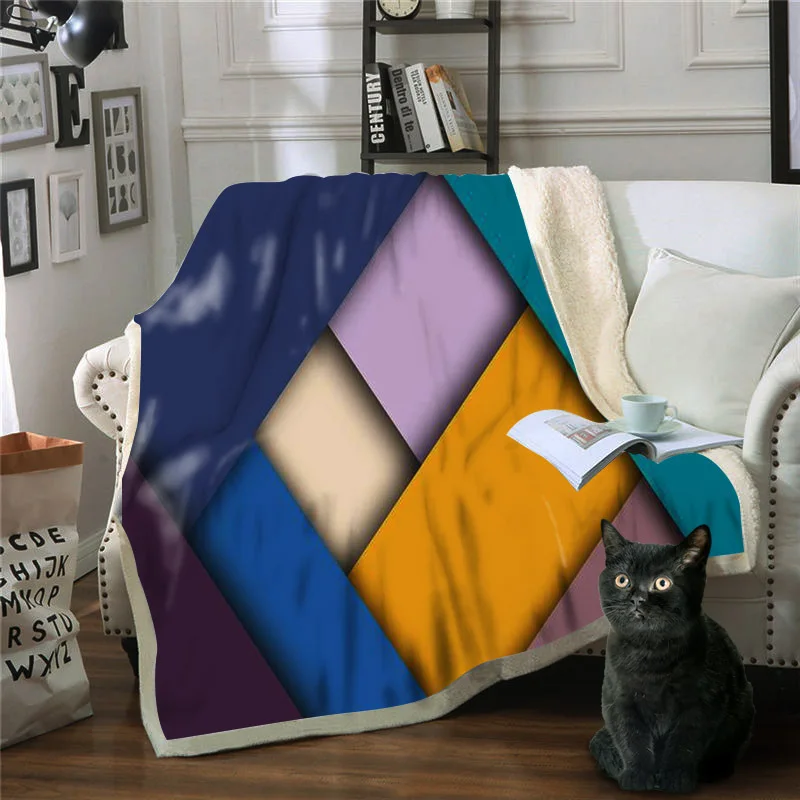 double plies metric cubes digital art fleece blanket warm keeping throw blanket