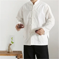 Roupa masculina tradicional chinesa, jaqueta estilo chinês, gola mandarim, uniforme de Tai Chi, kung fu hanfu, blusa retrô Qipao