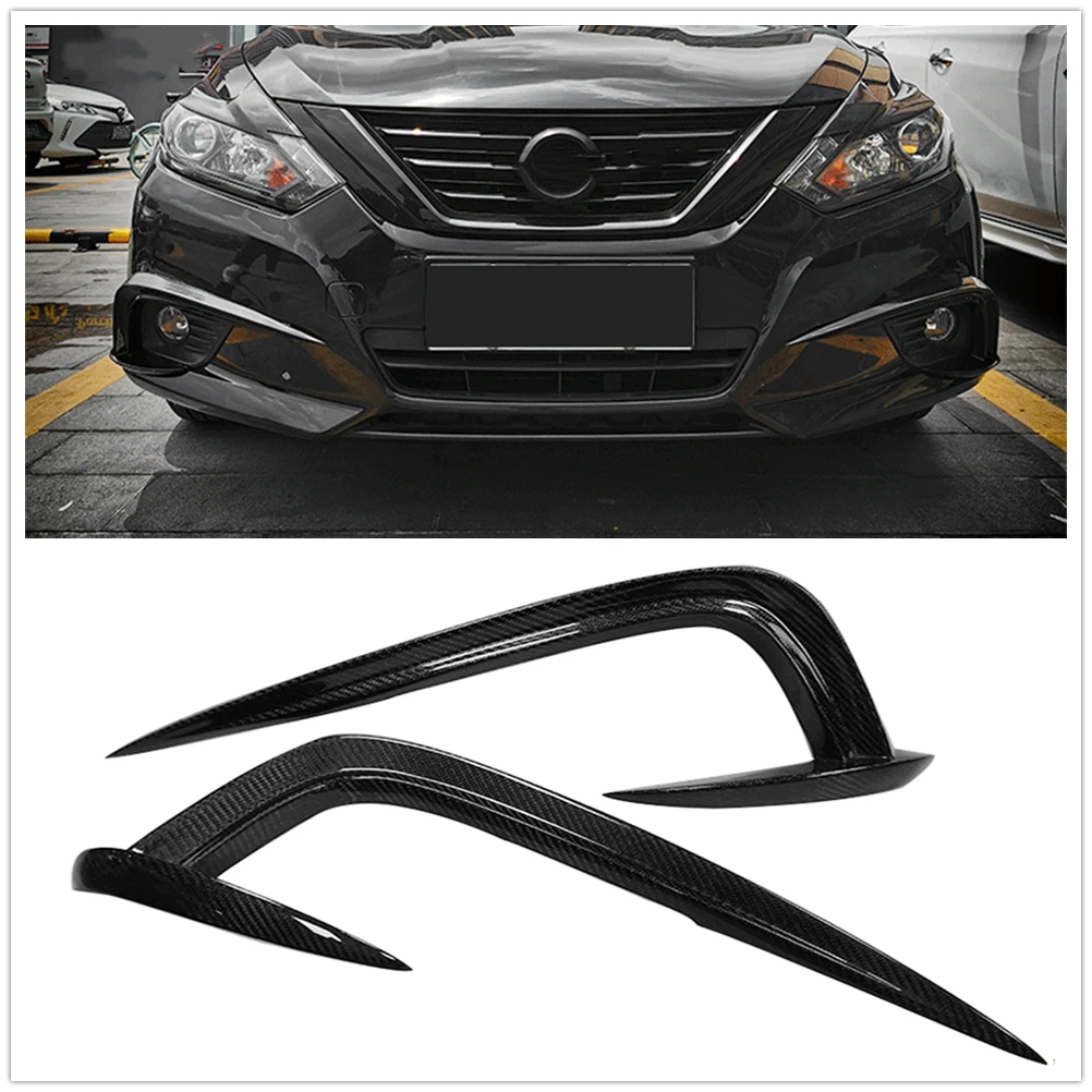 

For Nissan Altima 2016-2018 Carbon Fiber Front Bumper Fog Light Spoiler Cover Brow Lip Side Air Intake Vent Frame Splitter Trim