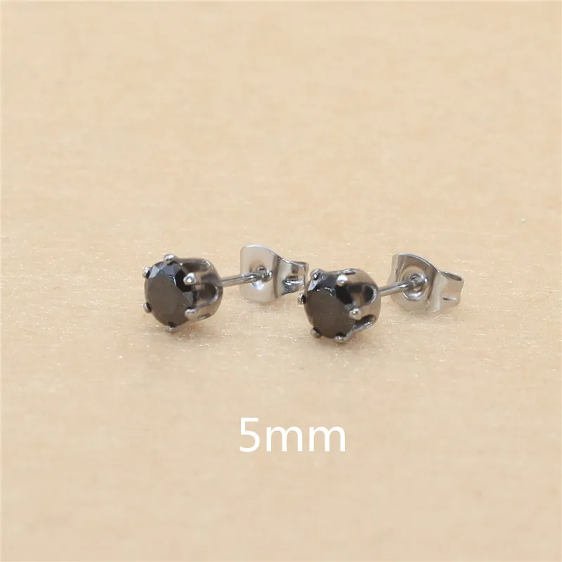 Edelstahl mit AAA-runden, schwarzen Zirkonia-Steinen, Ohrringe für Damen und Herren, vergoldet, hypoallergen, hochwertiger Schmuck. – Detail 19