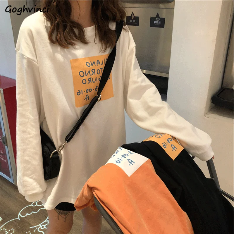 Long Sleeve T-shirts Women Spring O-neck Printed Korean Style Casual Street Wear Womens Tops Ulzzang Hip Hop Loose Trendy Chic