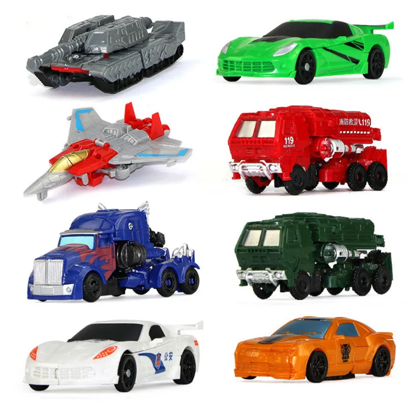 1PCS Plastic Kid Classic Robot Car Toys 10CM Transformation Model Robot Car Action & Toy Figures Education Boy\'S Gift I0303