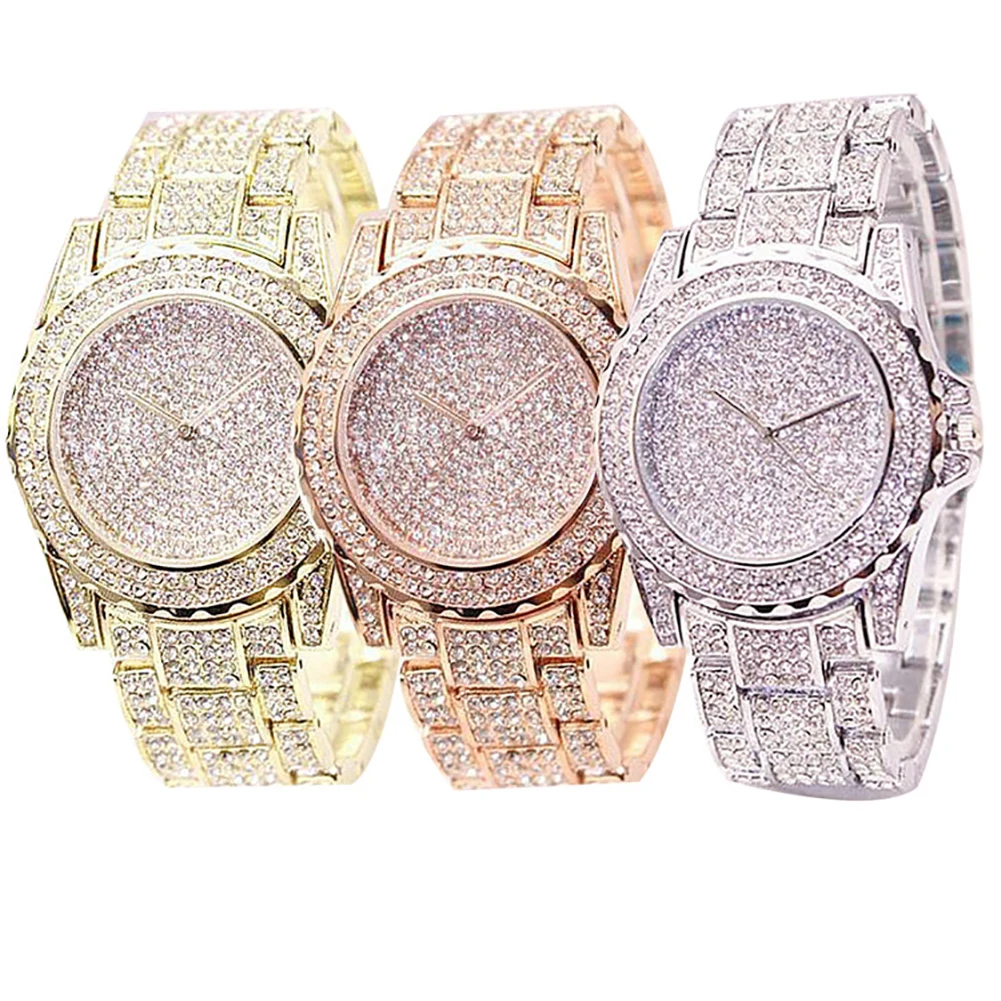 Fashion unique Watch Women\'s luxury all shiny rhinestone round quartz sports bracelet Quartz Watch Ladies Gift часы женские