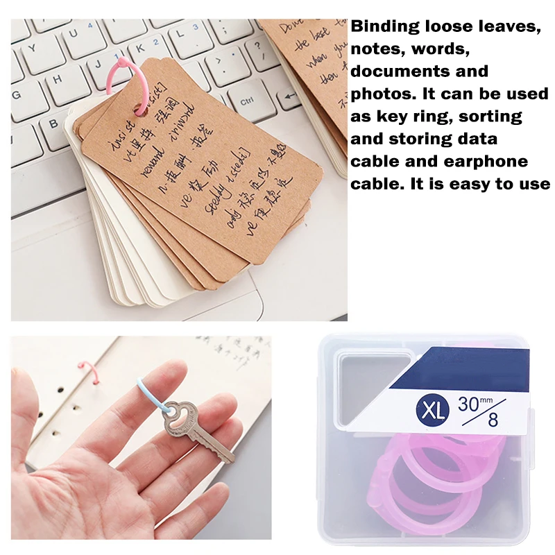 1 Box 8 Pcs Creative Plastic Multi-function Circle Ring Office Binding Supplies Albums Loose-leaf Colorful Book Binder Hoops