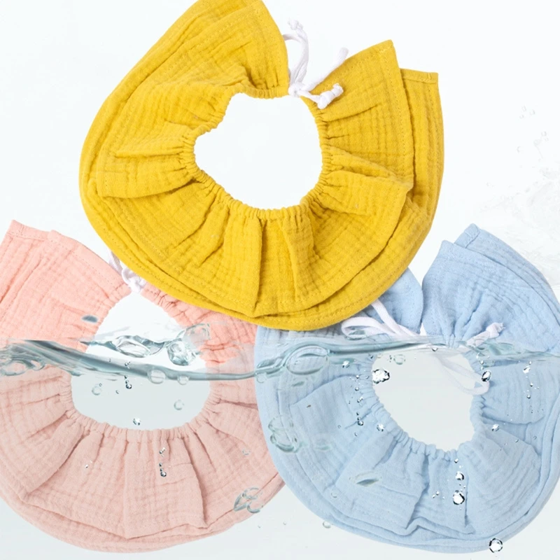 Baby Feeding Drool Bib Collar Decoration Solid Color Saliva Towel Soft Cotton Crepe Gauze Scarf Burp Cloth for Newborn Toddler