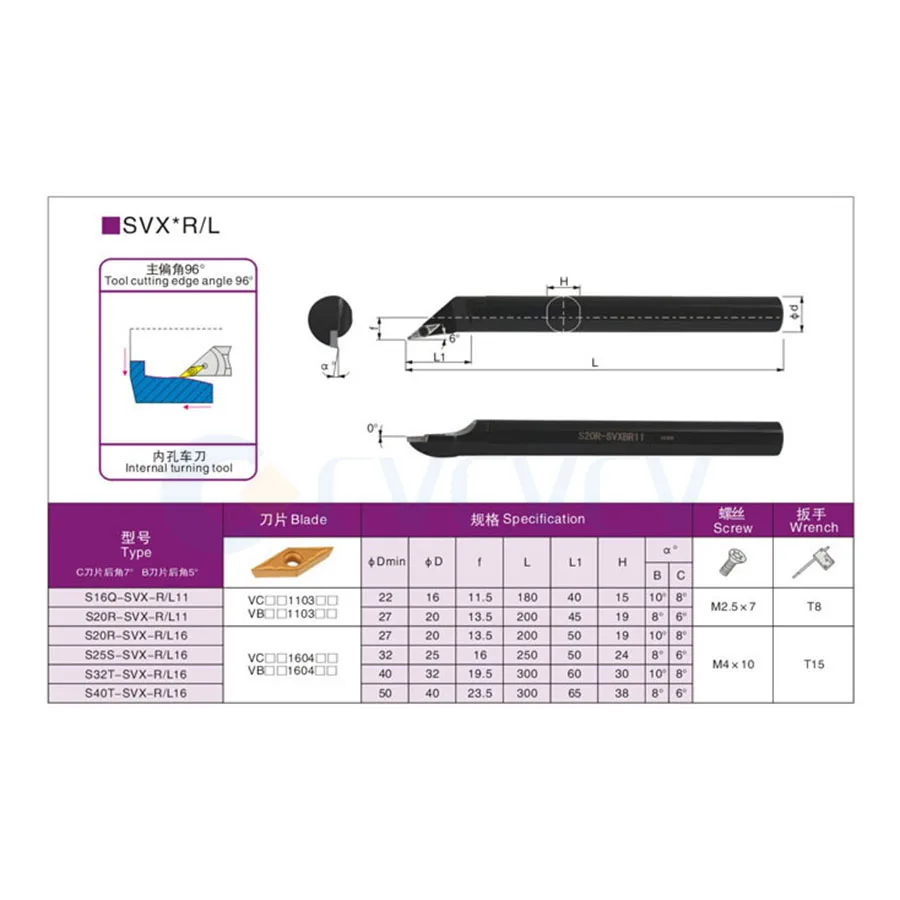 1pc S16Q-SVXBR11 S16Q-SVXBR16 S20R-SVXBR16 S25S-SVXBR16 CNC Lathe Internal Turning Tool Holder SVXBL 16mm 20mm 25mm Use For VBMT