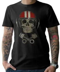 Motorcycle Chopper Bobber Skull Helmet Biker Motorcyclist T-Shirt. Summer Cotton Short Sleeve O-Neck Men's T Shirt New S-3XL