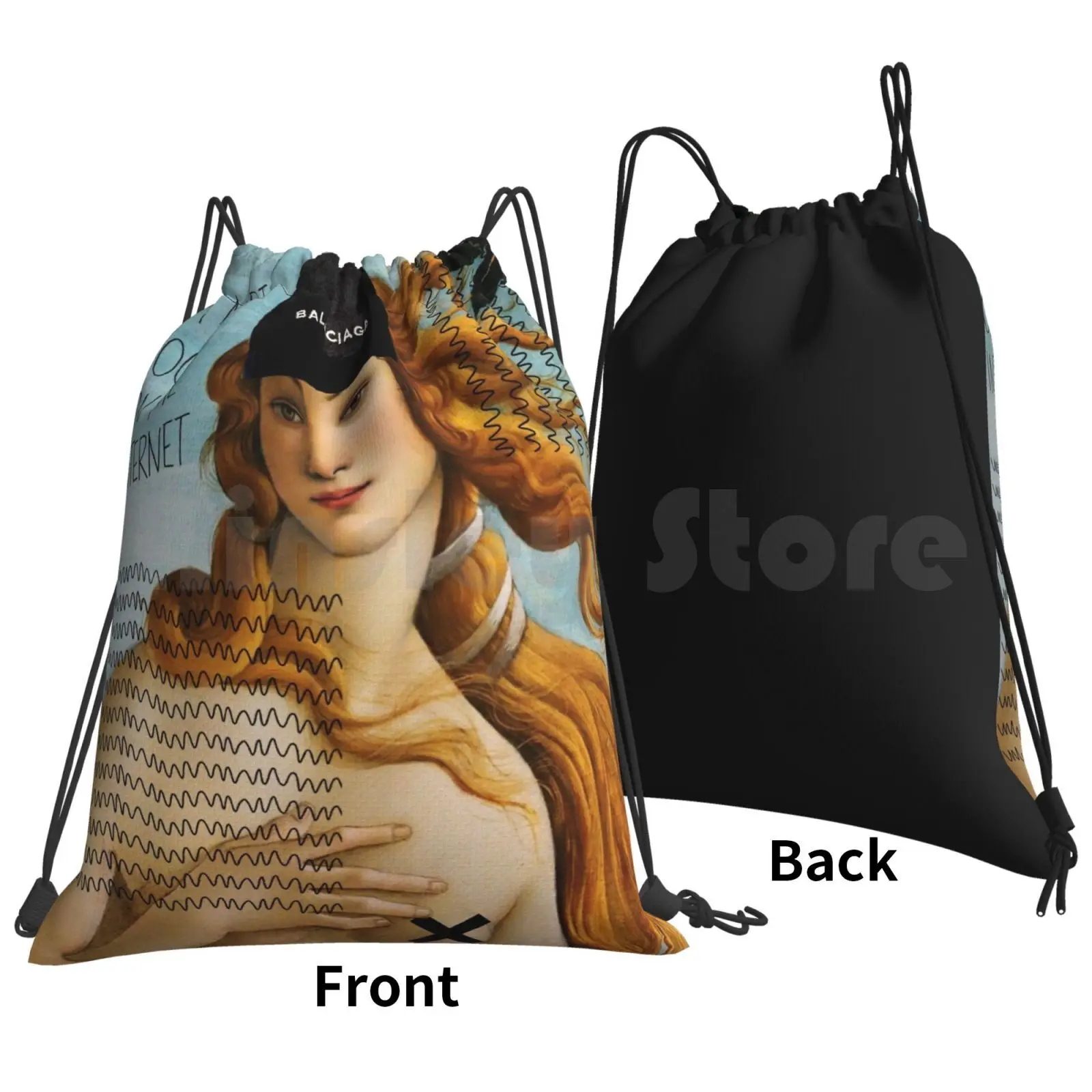 Cooler Venus Backpack Drawstring Bags Gym Bag Waterproof Museum Cool Modern Venus Sees It Phrase Random