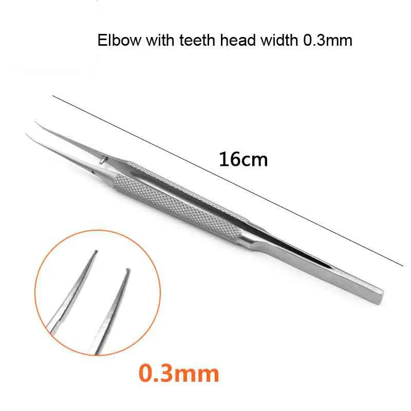 16cm Tweezers Ophthalmic Instruments Titanium Alloy Bend Platform Tweezers  Cosmetic Tweezers Tools