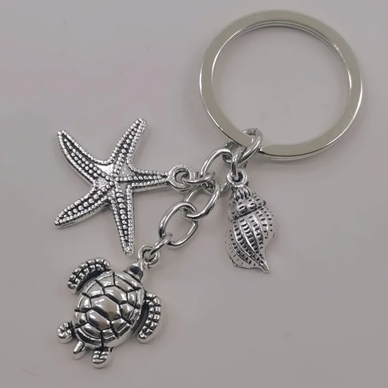 Sea Turtle, Starfish, Conch Fish Keychain Diy Handmade Ocean Beach Jewelry