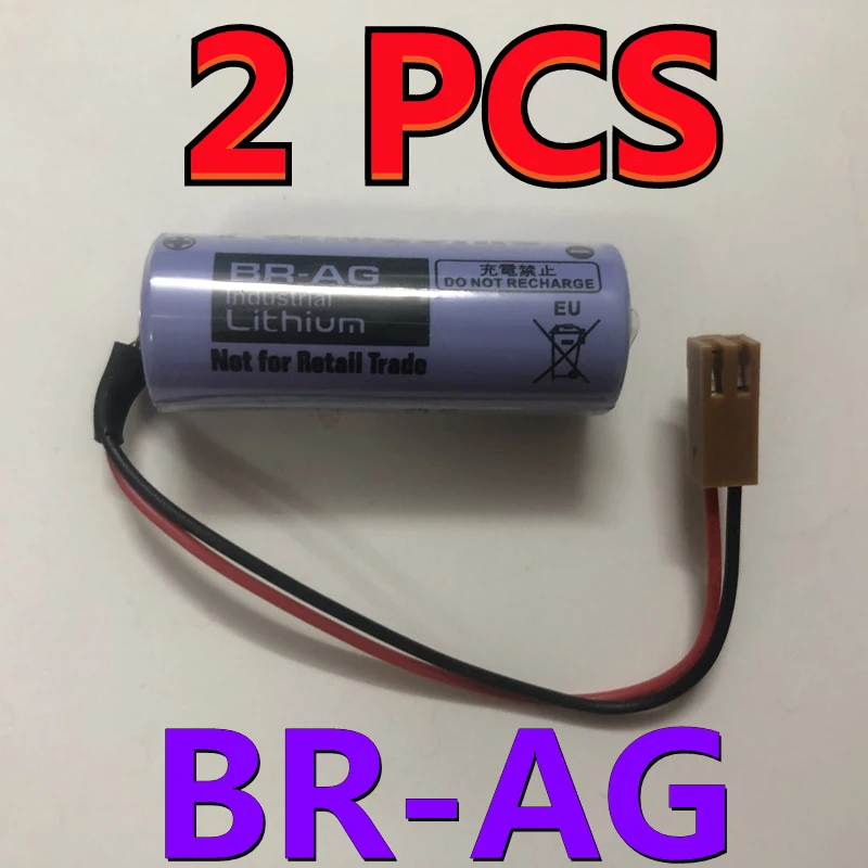 

2PCS Brand New BR-AG Battery With Connector 3V 2200mah PLC FANUC Lithium Batteries bateria replace BR-A (Customizable plug)