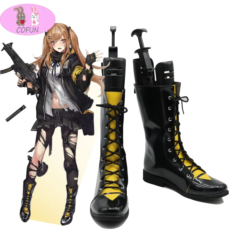 COFUN-zapatos de tacón alto UMP9 para chicas, calzado de Anime con línea frontal, accesorios de Cosplay muy reductores, bota