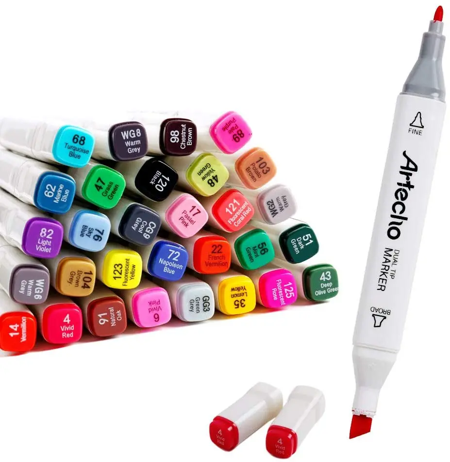 Art Markers Alcohol Markers, 30 Vibrant Colors Dual Tip Markers for Sketching Coloring&Drawing