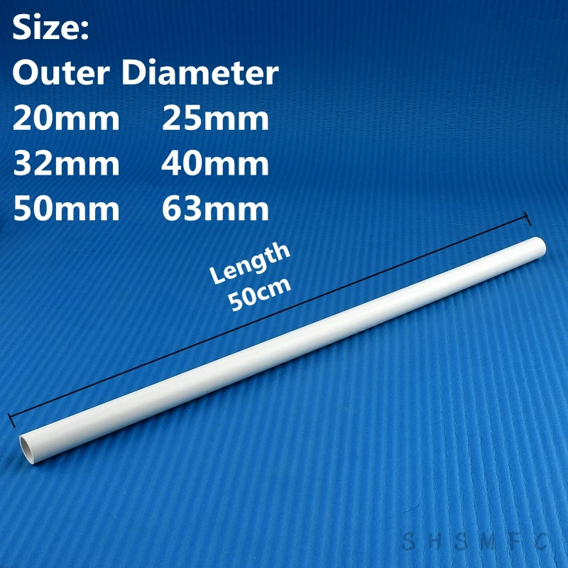 Outer Diameter 20-63mm White PVC Pipe Length 50cm Agriculture Garden Irrigation Aquarium Fish Tank Water Tube Plumbing Fitting