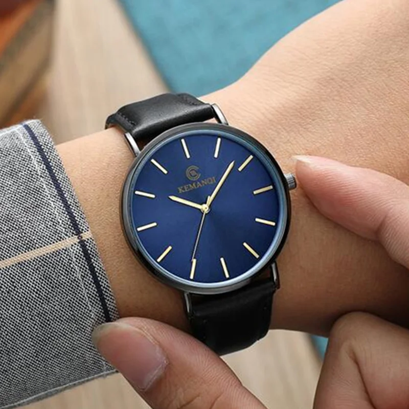 Montre minimaliste pour hommes, Ultra fine, mode Simple, Business, horloge en cuir, 2022