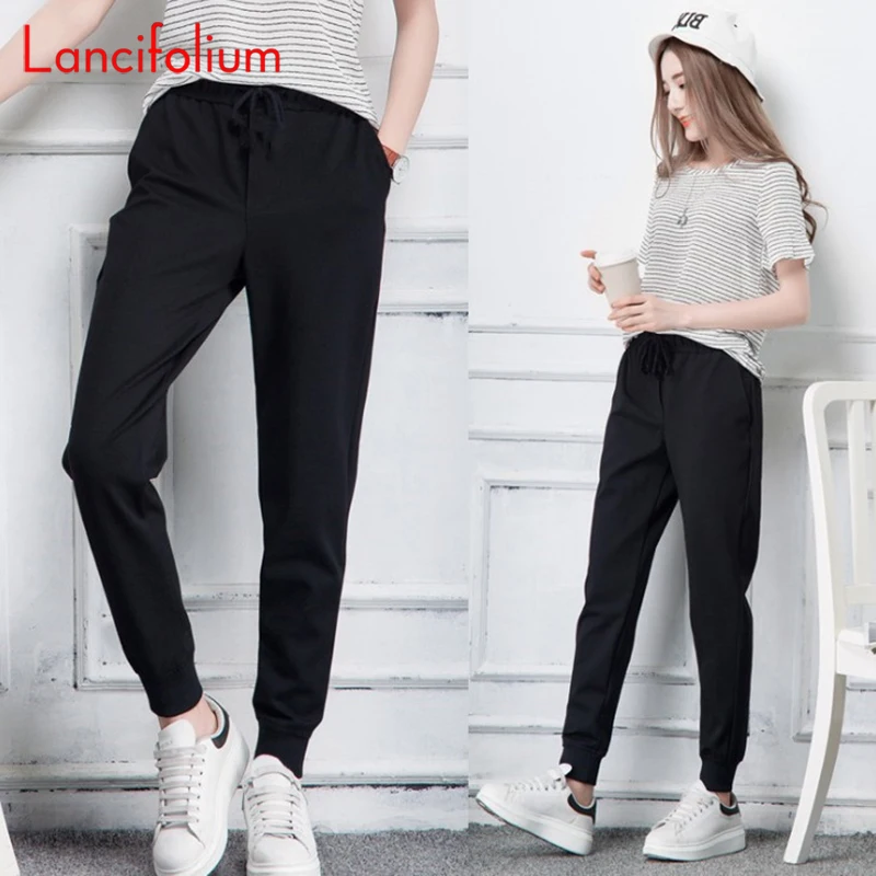 

Fall Winter Cotton Sport Trousers sweat School Girl Sweatpants Streetwear Women Fleece Korean Harajukuknit Cargo Harem pants