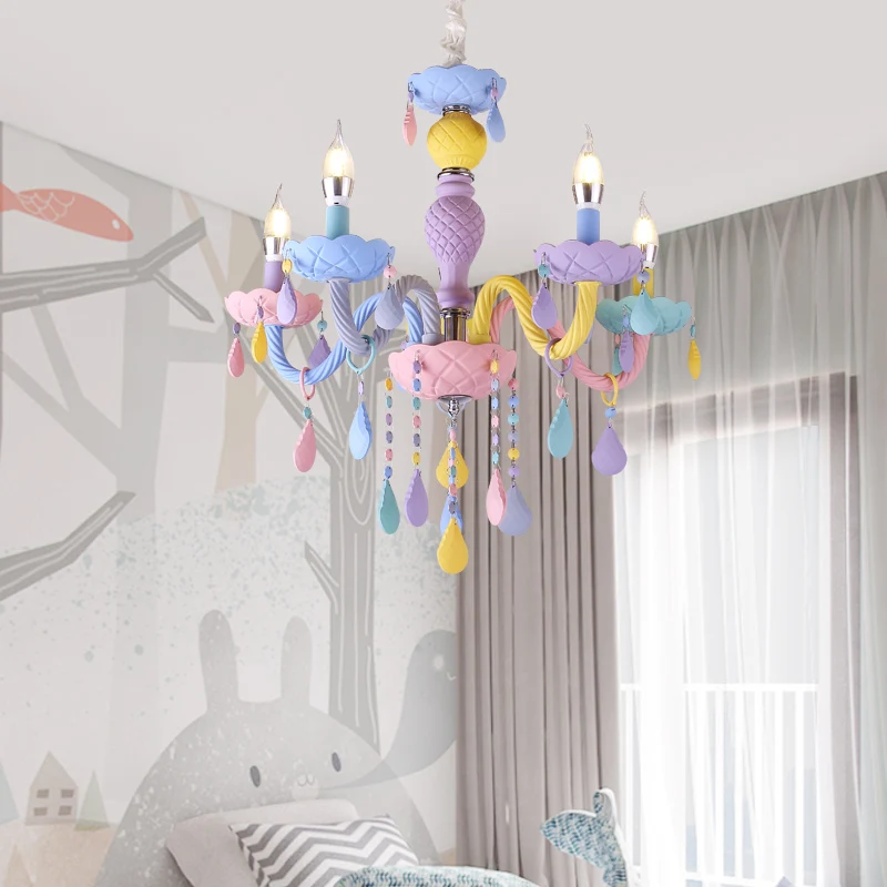 Imagem -04 - Lustres Modernos para Quarto Infantil Quarto Infantil Lâmpada Suspensa da Princesa Casa Interior Cor Macaron Quarto Infantil Lustre Novo