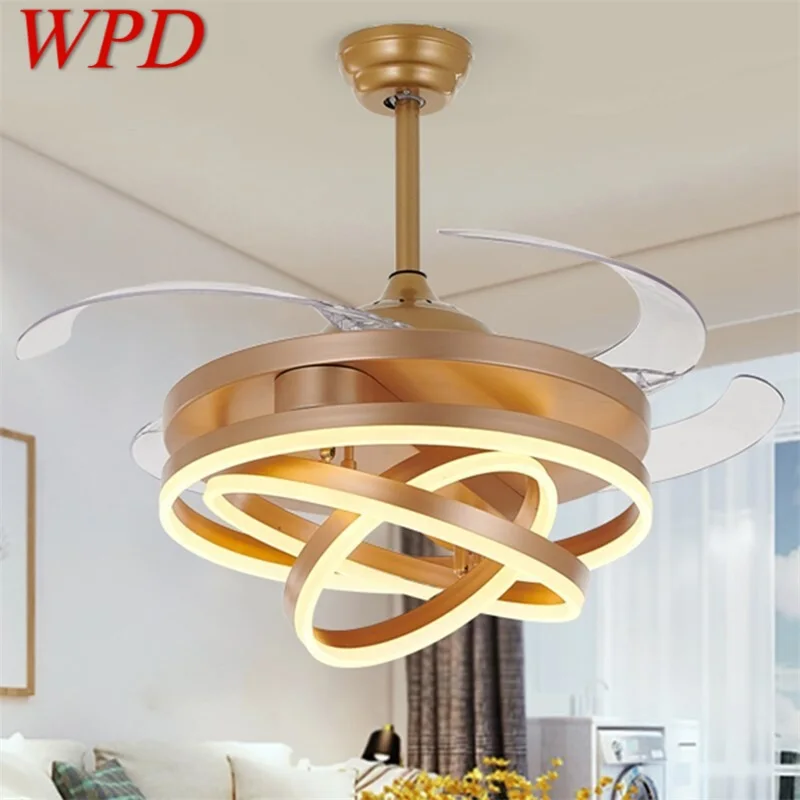 

WPD Ceiling Fan Light Without Blade Lamp Remote Control Modern Creative Gold For Home Living Room 120V 240V