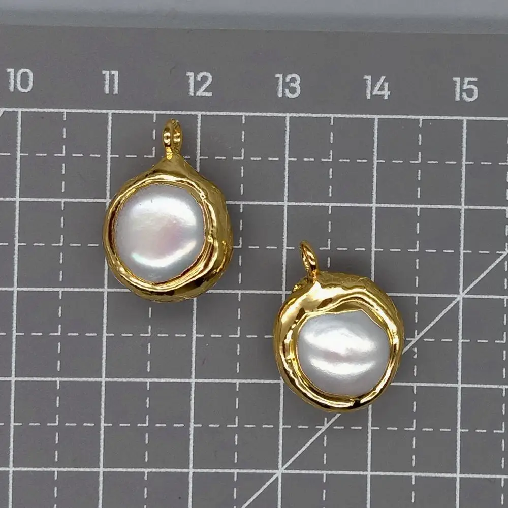 Wholesale 10 PCS Freshwater Cultured White Pearl Pendant Charm Metal Bezel
