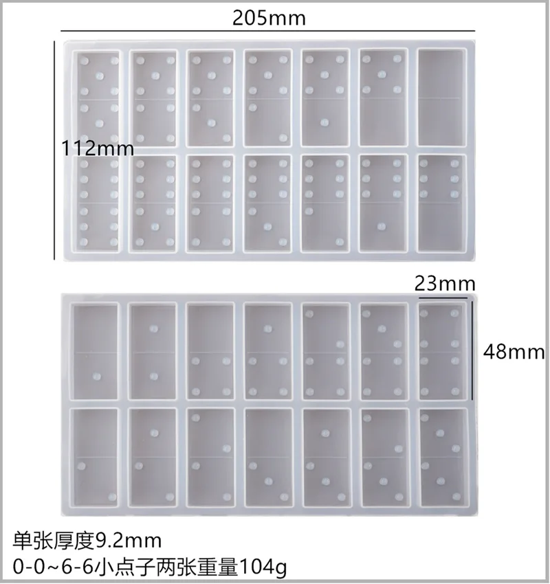 DIY Crystal Epoxy Resin Mold Dominoes Mirror Silicone Mold Pai Gow Domino Silicone Mold For Resin