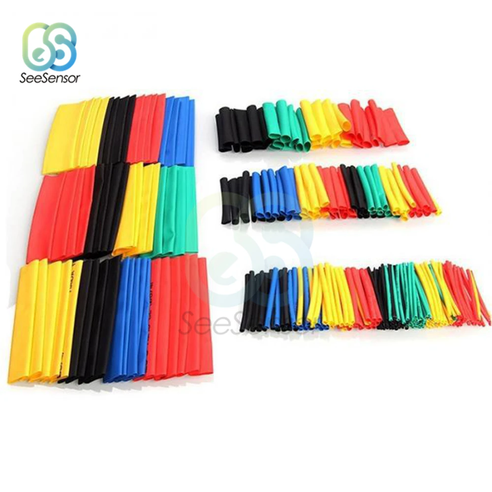 127 pezzi 140 pezzi 164 pezzi 328 pezzi 530 pezzi poliolefina termorestringente assortito tubo termorestringente cavo isolato guaina Set di tubi