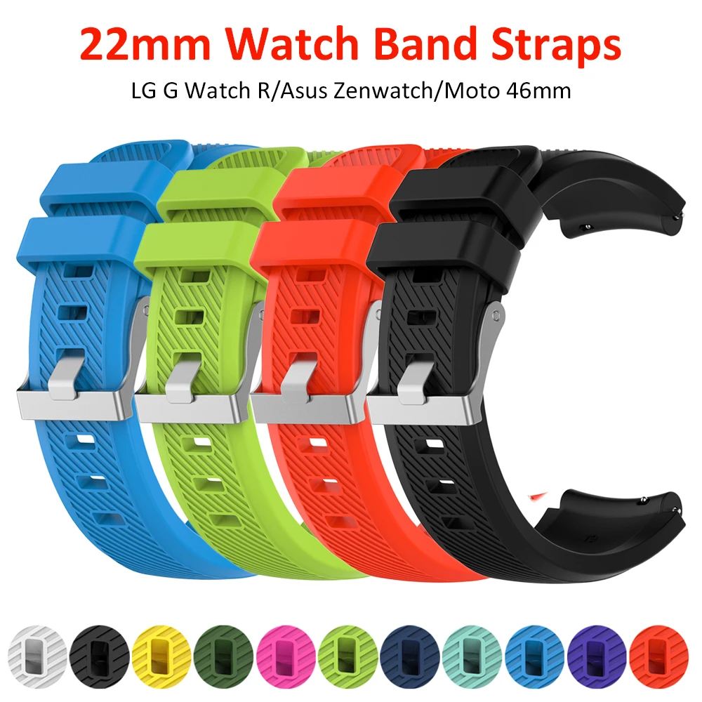 22mm Quick Release Watch Bands for LG G Watch R Urbane Moto 360 2nd Gen 46mm Straps Replacement for Asus Zenwatch Silicone Band