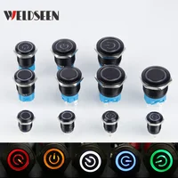 Interruptor de botón de 12/16/19/22mm, bloqueo momentáneo negro oxidado, interruptor de encendido y apagado fijo, luz LED de 3V, 6V, 12V, 24V, 220V