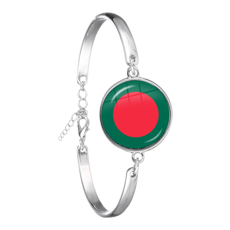 Iraq,Yemen,Nepal,Bangladesh,Maldives,Lebanon National Flag Bracelet 18mm Glass Cabochon Chain Bangle For Women Men Gift