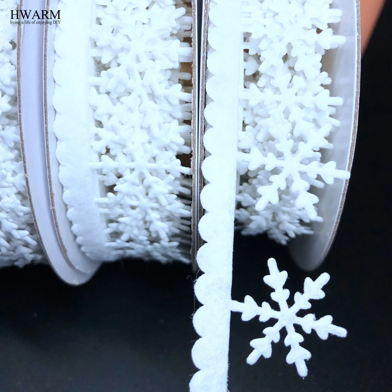 10pcs 2.5cm snowflake lace fabric ribbon christmas decoration wedding accessories DIY ultrasonic embossing snowflake string lace