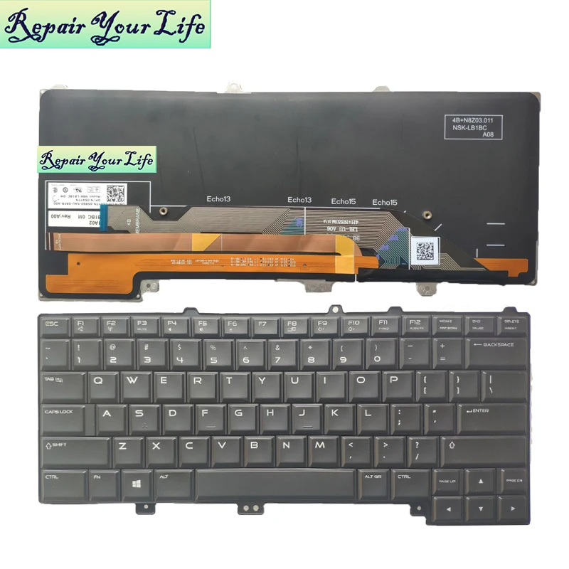 54YTN Backlight Laptop Keyboard US English for Dell M13X-R2 M15X 054YTN NSK-LB1BC 0M Backlit Keyboard black