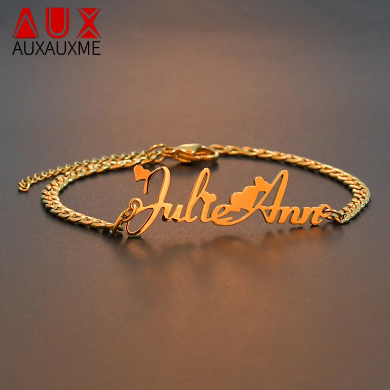 

Auxauxme Personalized Custom Name Bracelet Charms Handmade Women Kids Jewelry Customized Handwriting Signature Love Message Gift