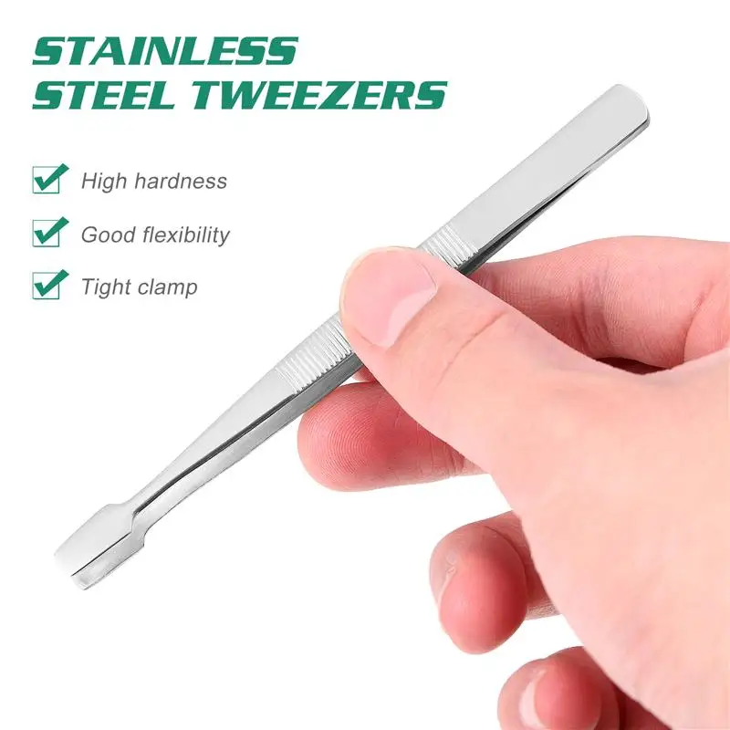 2pcs Stamp Tweezers Stainless Steel Philately Stamps Collector Tools Eyebrow Forceps Brazing Tweezers Tong