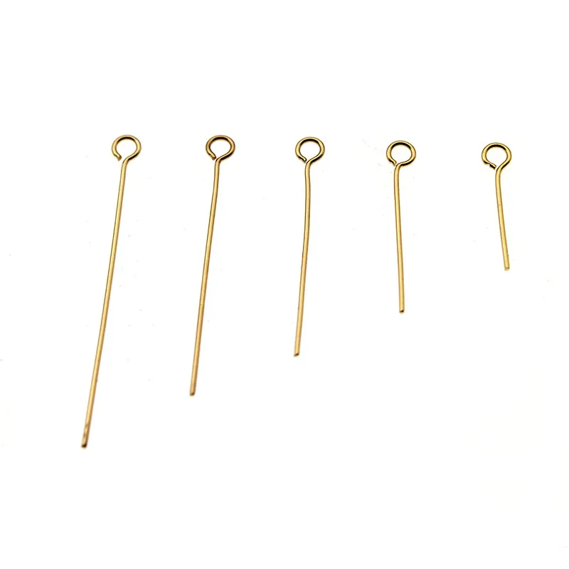 100Pcs 0.7Mm Warna Emas Stainless Steel Pin Mata Kait DIY Anting-Anting Temuan untuk Kerajinan Tangan Perhiasan Membuat 15-50Mm Panjang