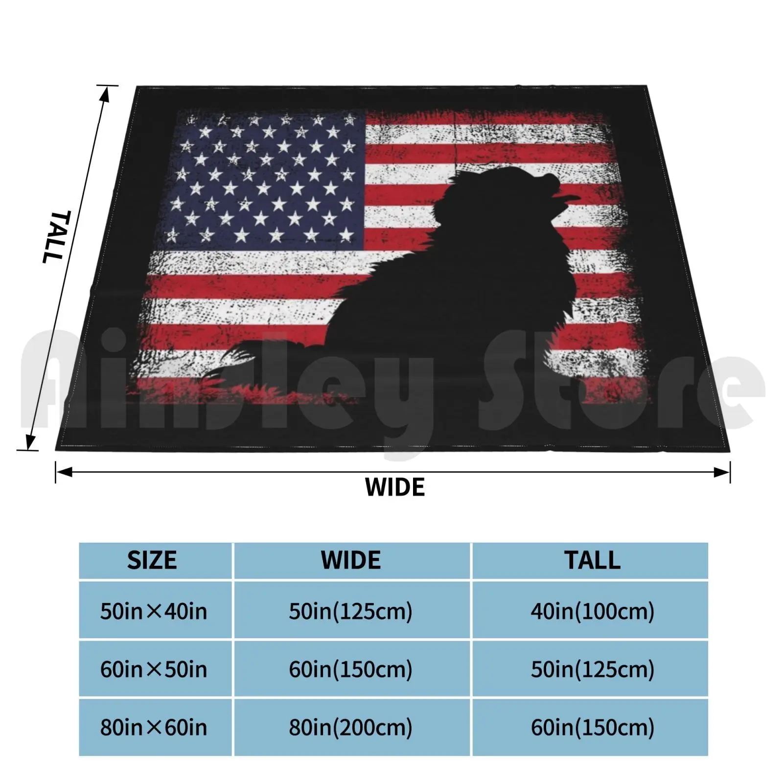 July Fourth Pomeranian Usa Flag Blanket Fashion Custom American Flag Patriotic America Pomeranian Pomeranian