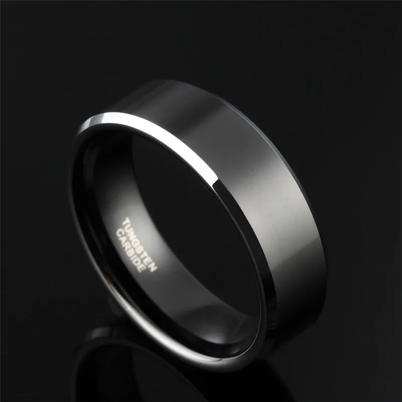 Somen 6mm 8mm Black Tungsten Carbide Ring Polished Flat For Men Wedding Band Engagement Rings Mens Jewelry anillo hombre